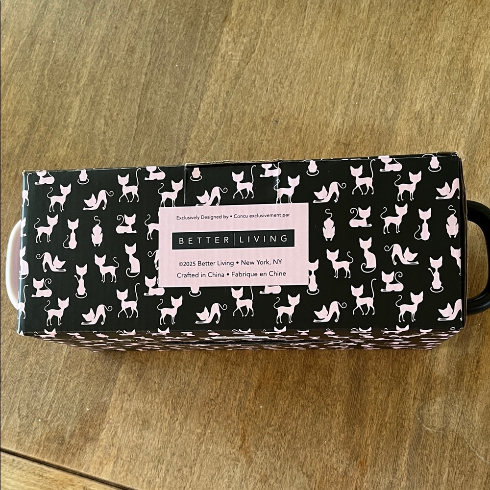 Pink & Black Cat Pattern Coffee Mug Set